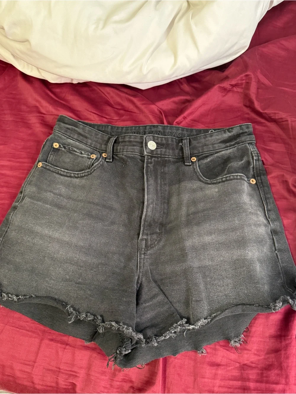 High-Rise Black Denim Cutoff Shorts